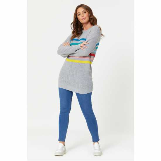 Grey Stripe Jumper  Дамски пуловери и жилетки