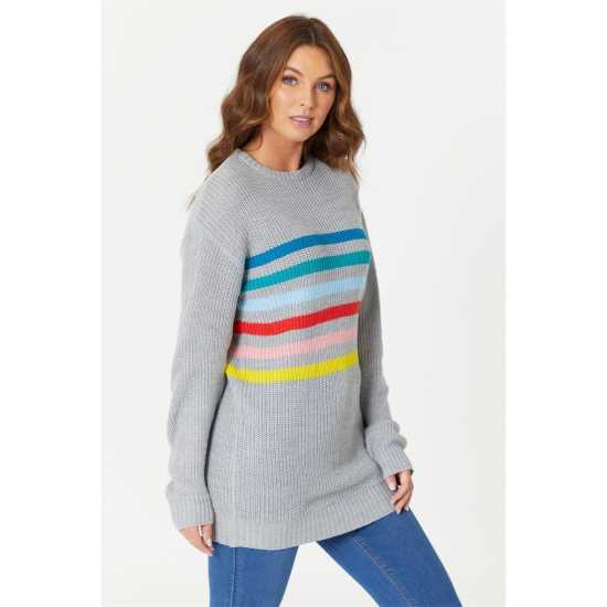 Grey Stripe Jumper  Дамски пуловери и жилетки
