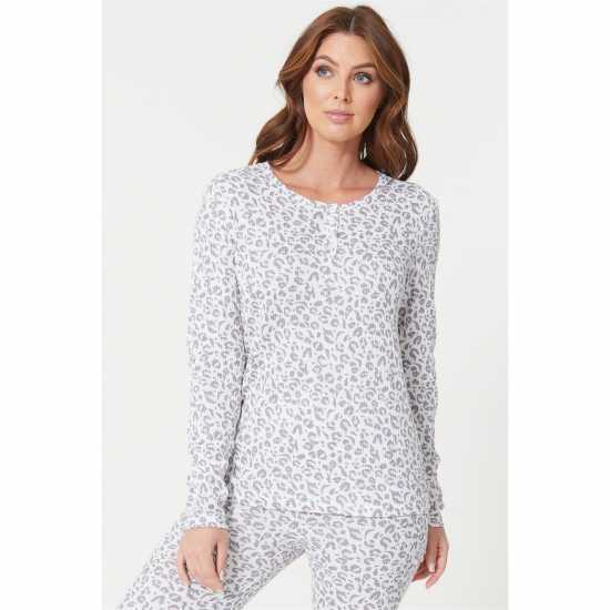 Be You Leopard Waffle Pyjama  Дамско облекло плюс размер