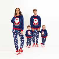 Family Christmas Santa Fleece Pyjama Navy  Дамско облекло плюс размер