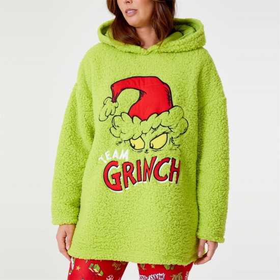 Family Grinch Fleece Snuggle Hood Pyjama Green  Дамско облекло плюс размер
