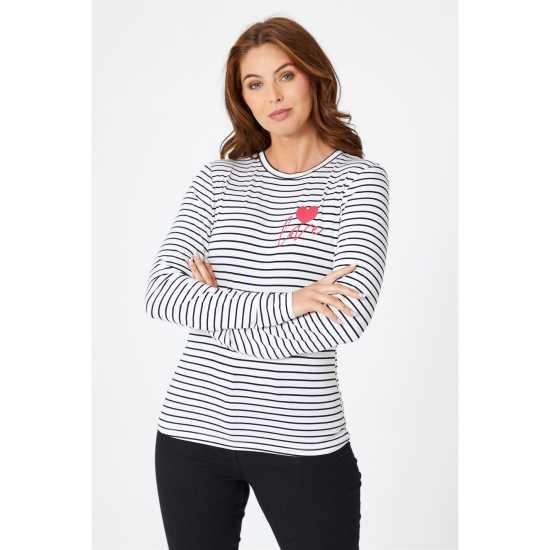 Be You You Long Sleeve Stripe Love T-Shirt  Дамски полар