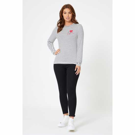 Be You Long Sleeve Stripe Love T-Shirt  Дамски тениски и фланелки