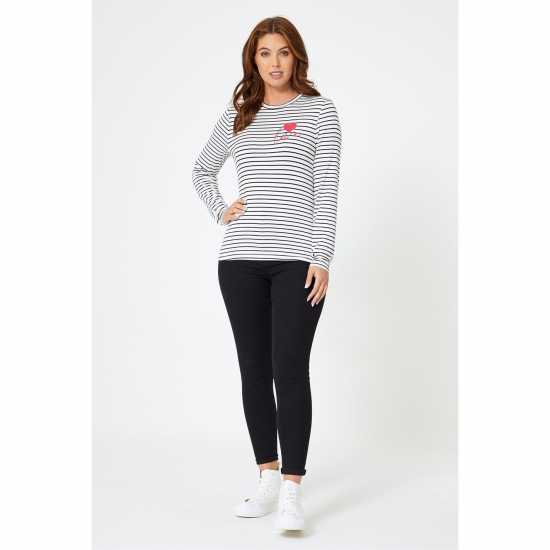 Be You You Long Sleeve Stripe Love T-Shirt  Дамски полар