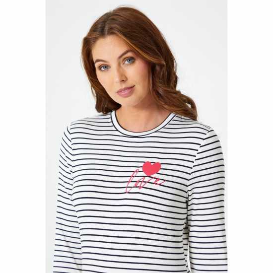 Be You Long Sleeve Stripe Love T-Shirt  Дамски тениски и фланелки