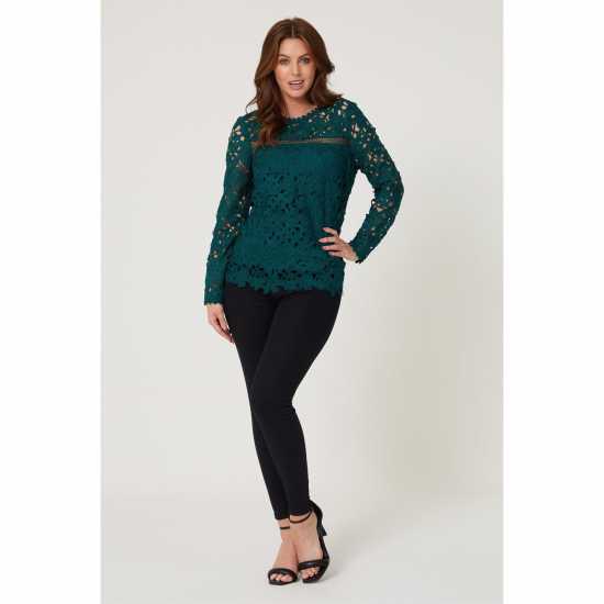 Be You Long Sleeve Lace Top  Дамски тениски с яка