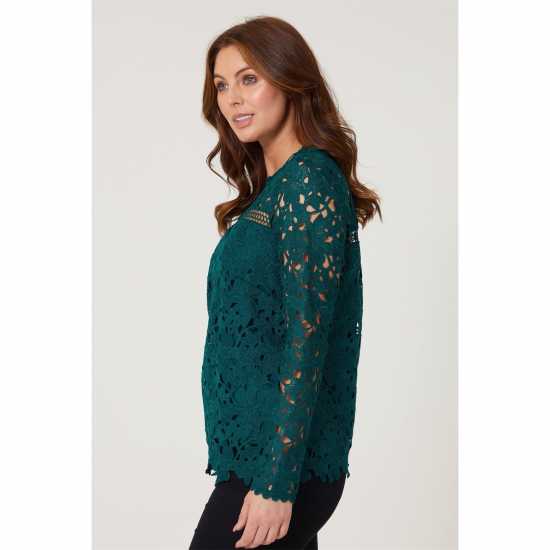 Be You Long Sleeve Lace Top  Дамски тениски с яка