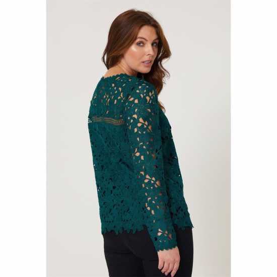 Be You Long Sleeve Lace Top  Дамски тениски с яка
