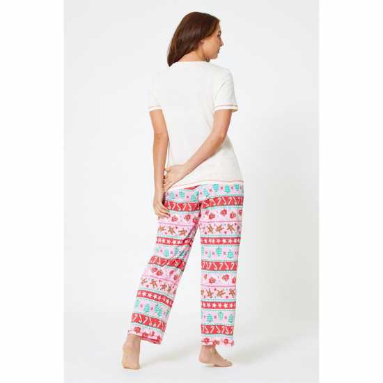Naughty And Nice Cream/pink Pyjamas  Дамско облекло плюс размер