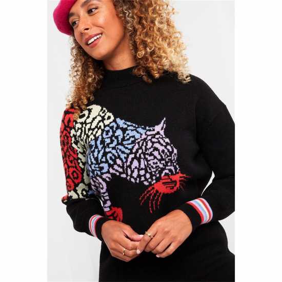 Joe Browns Browns Intriguing Black Animal Jumper  Дамски пуловери и жилетки