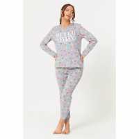 Weekend Long Sleeve Grey/multi Jersey Pyjamas  Дамско облекло плюс размер