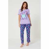 Brew-Tiful Short Sleeve Purple/navy Pyjamas  Дамско облекло плюс размер