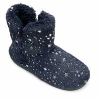 Fur Star Boot Slippers Navy