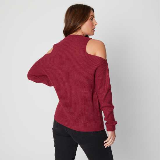 Shoulder Burgundy Jumper  Дамски пуловери и жилетки