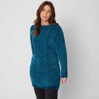 Longline Cable Teal Jumper