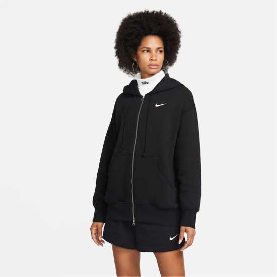 Nike Sportswear Phoenix Fleece Women's Oversized Full-Zip Hoodie Черно Дамски суичъри и блузи с качулки
