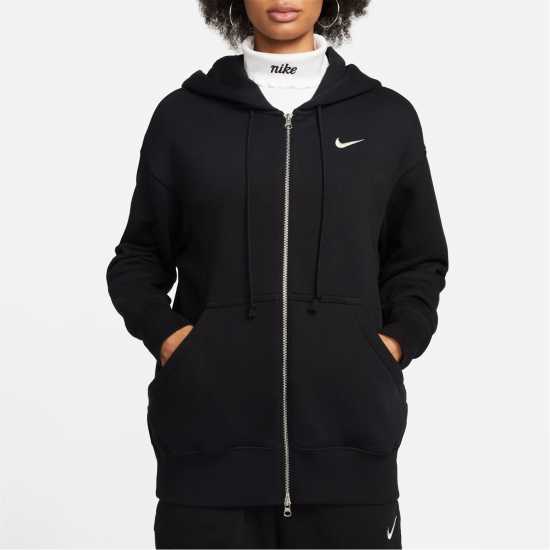 Nike Sportswear Phoenix Fleece Women's Oversized Full-Zip Hoodie Черно Дамски суичъри и блузи с качулки