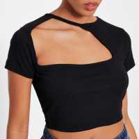 I Saw It First Cut Out Neck Detail Crop Top