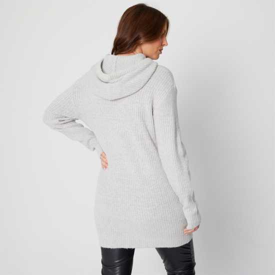 Hooded Longline Grey Jumper  Дамски пуловери и жилетки