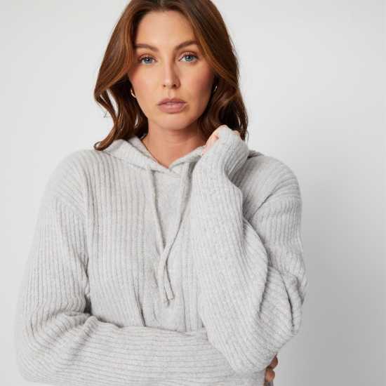 Hooded Longline Grey Jumper  Дамски пуловери и жилетки
