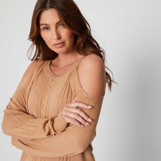 Плетен Пуловер Be You Cold Shoulder Fine Knit Jumper  Дамски пуловери и жилетки