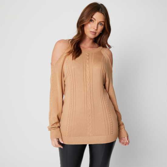 Плетен Пуловер Be You Cold Shoulder Fine Knit Jumper  Дамски пуловери и жилетки