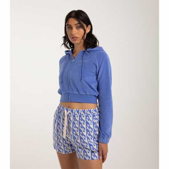 Womens Viste Cropped Zip Through Hood - Iris Blue  Дамски суичъри и блузи с качулки