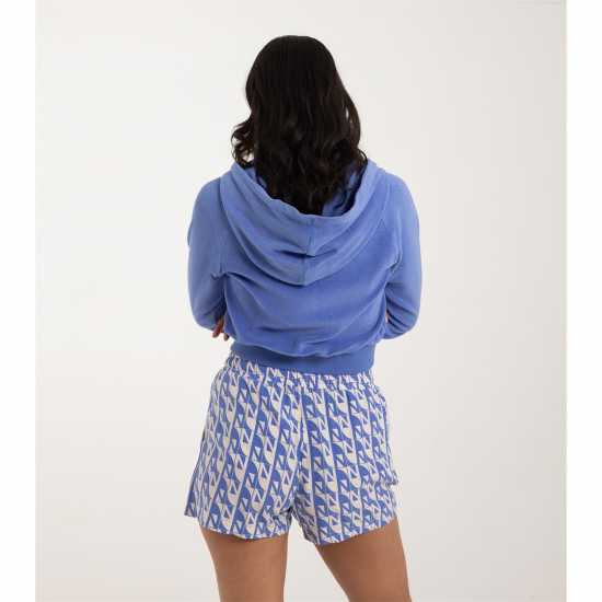 Womens Viste Cropped Zip Through Hood - Iris Blue  Дамски суичъри и блузи с качулки