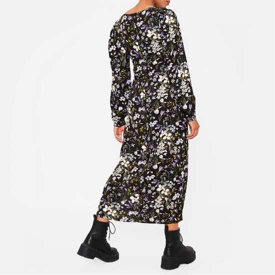 I Saw It First Floral Ruched Bust Midaxi Dress Black Floral Дамски поли и рокли