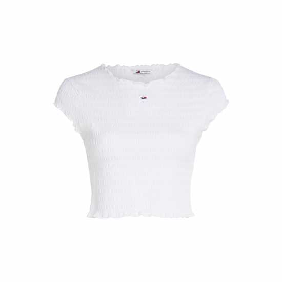 Tommy Jeans Slim Smock T-Shirt Бяло Дамски тениски с яка