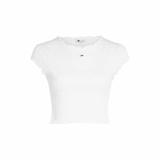 Tommy Jeans Slim Smock T-Shirt Бяло Дамски тениски с яка