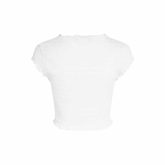Tommy Jeans Slim Smock T-Shirt Бяло Дамски тениски с яка