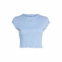 Tommy Jeans Slim Smock T-Shirt Умерено синьо Дамски тениски с яка