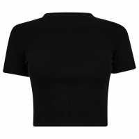 Тениска Rib Cropped T Shirt Black Дамски тениски и фланелки