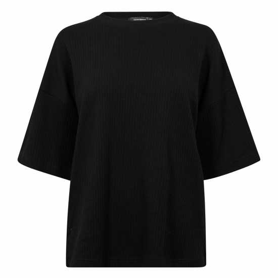Тениска T Shirt And Wide Leg Trousers Co Ord Set Black Дамско облекло плюс размер