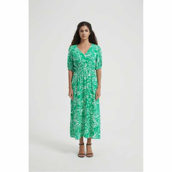 Be You Midaxi Dress Зелен цветен 