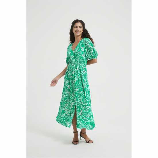 Be You Midaxi Dress Зелен цветен 