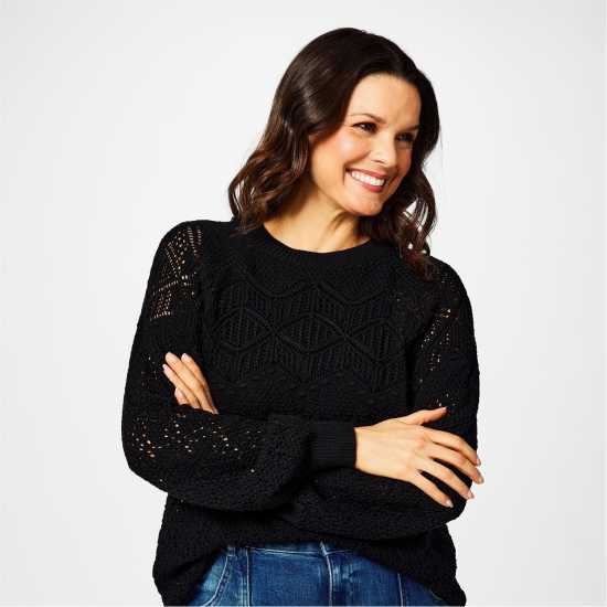 Biba Pointelle Knitted Jumper  Дамски пуловери и жилетки