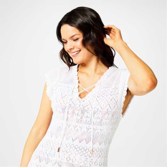 Дамски пуловери и жилетки Biba Pointelle Knit Maxi Dress Слонова кост Biba Pointelle Knit Maxi Dress Слонова кост Дамски пуловери и жилетки