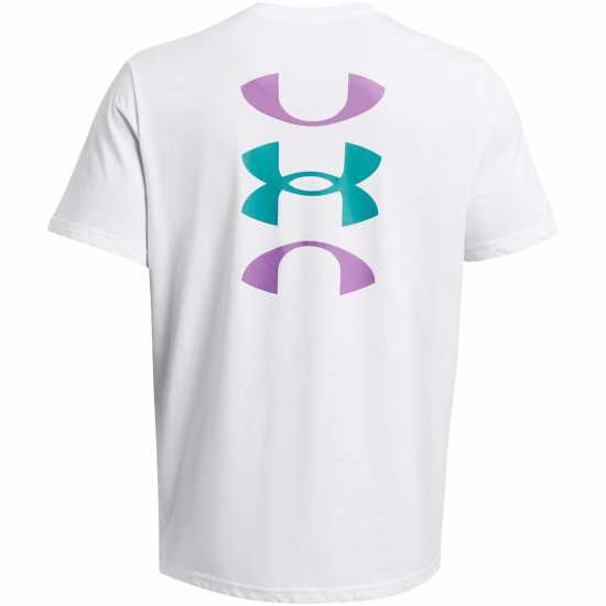 Under Armour Bball Logo Court Ss Wht/CircuitTeal Мъжко облекло за едри хора