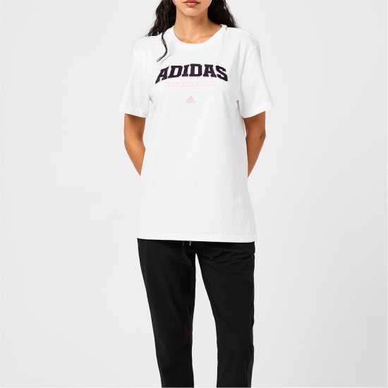 Дамски тениски и фланелки Adidas Collegiate Graphic T-Shirt Womens Бяло/Розово Adidas Collegiate Graphic T-Shirt Womens Бяло/Розово Дамски тениски и фланелки
