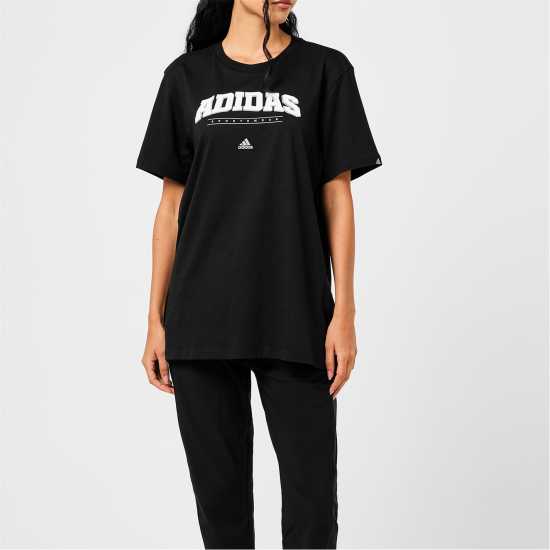 Дамски тениски и фланелки Adidas Collegiate Graphic T-Shirt Womens Черно/Бяло Adidas Collegiate Graphic T-Shirt Womens Черно/Бяло Дамски тениски и фланелки