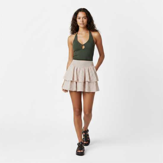 Jack Wills Cut Out Knit Top Хаки Дамски пуловери и жилетки