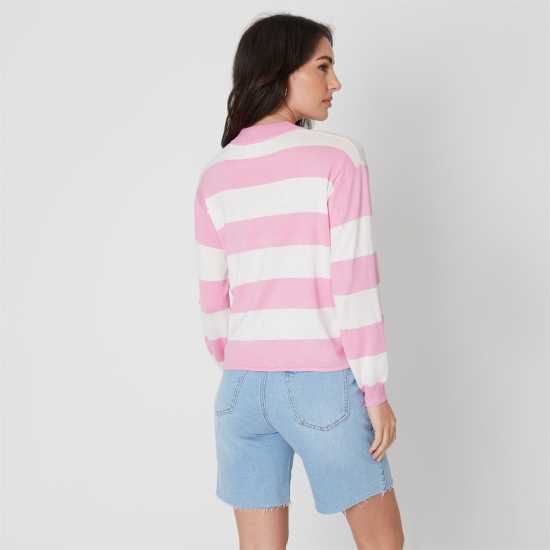 Блуза С Обло Деколте Be You Stripe Crew Neck Jumper Розово 