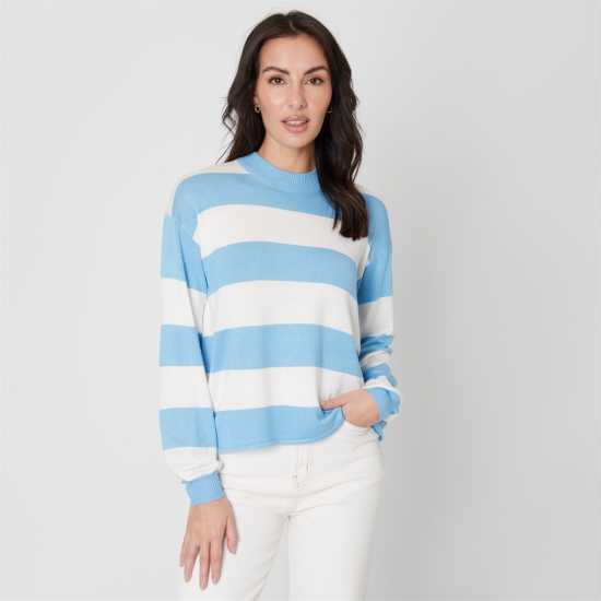 Блуза С Обло Деколте Be You Stripe Crew Neck Jumper Синьо Блуза С Обло Деколте Be You Stripe Crew Neck Jumper Синьо