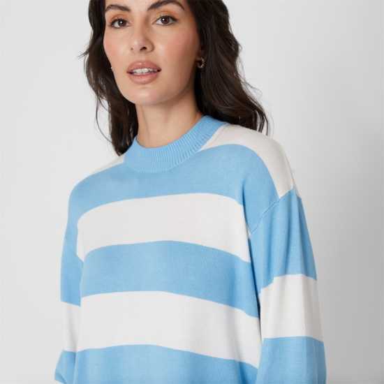 Блуза С Обло Деколте Be You Stripe Crew Neck Jumper Синьо Блуза С Обло Деколте Be You Stripe Crew Neck Jumper Синьо