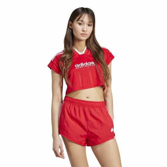 Adidas House Of Tiro Nations Pack Cut 3-Stripes Crop Jersey Womens Better Scarlet 