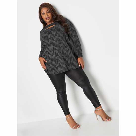 Yours Curve Glitter Cut Out Swing Top  