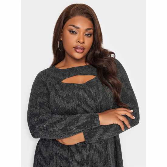 Yours Curve Glitter Cut Out Swing Top  