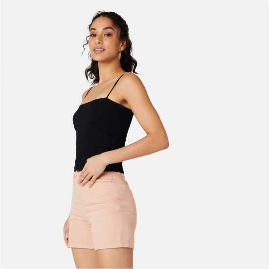 Miso Rib Bandeau Top Черно Дамски тениски с яка